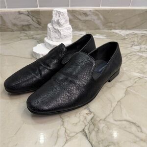 Giorgio Brutini Black Textured Leather Loafers Mens Dress Slip-On Shoes Sz 10.5